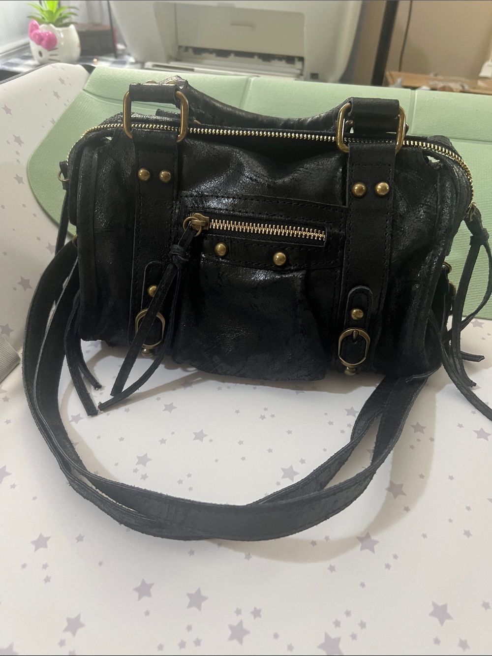 Genuine, leather city satchel